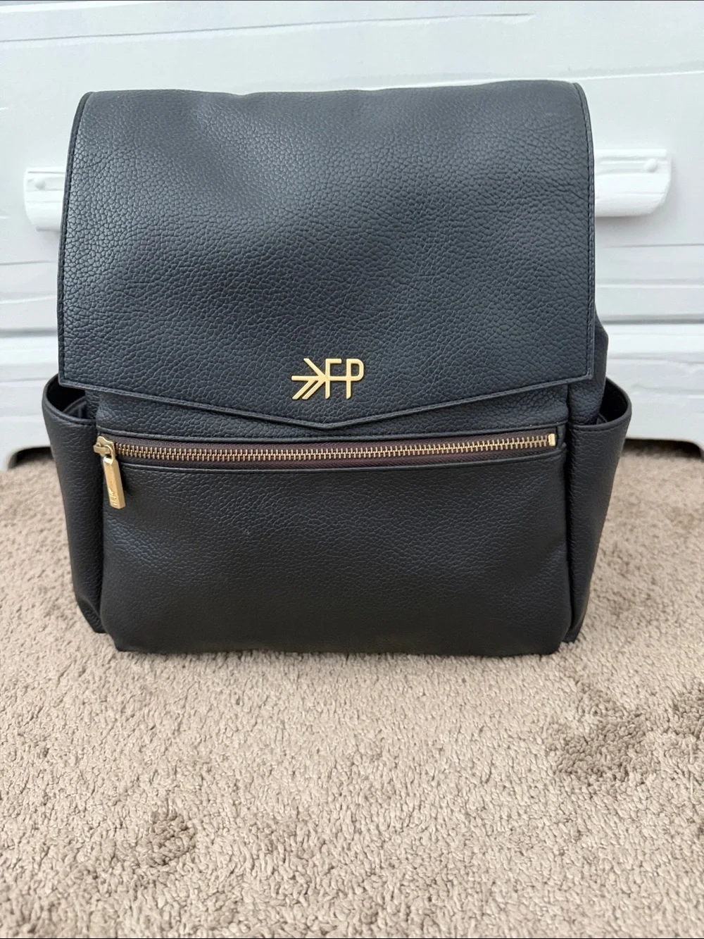 Freshly Picked Black Backpack Diaper Bag with Gold Hardware